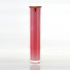 Fragrance Pink square 15ml 0.5oz PMMA Airless Lotion Pump Bottle W/ Aluminum Snap on Cap