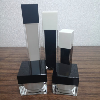 জনপ্রিয় 20g 30g 50g সাদা প্লাস্টিক এক্রাইলিক কালো টুপি বর্গাকার ডবল দেয়ালযুক্ত প্রসাধনী প্রস্তুতকারকের ত্বকের যত্ন ক্রিম জার