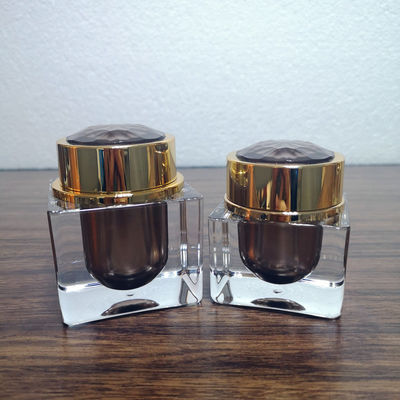 উচ্চ মানের 15g 30g 50g বাদামী প্লাস্টিকের PMMA এক্রাইলিক গ্লোড লেপ ক্রিম জার সরবরাহকারী প্রসাধনী প্যাকেজিং